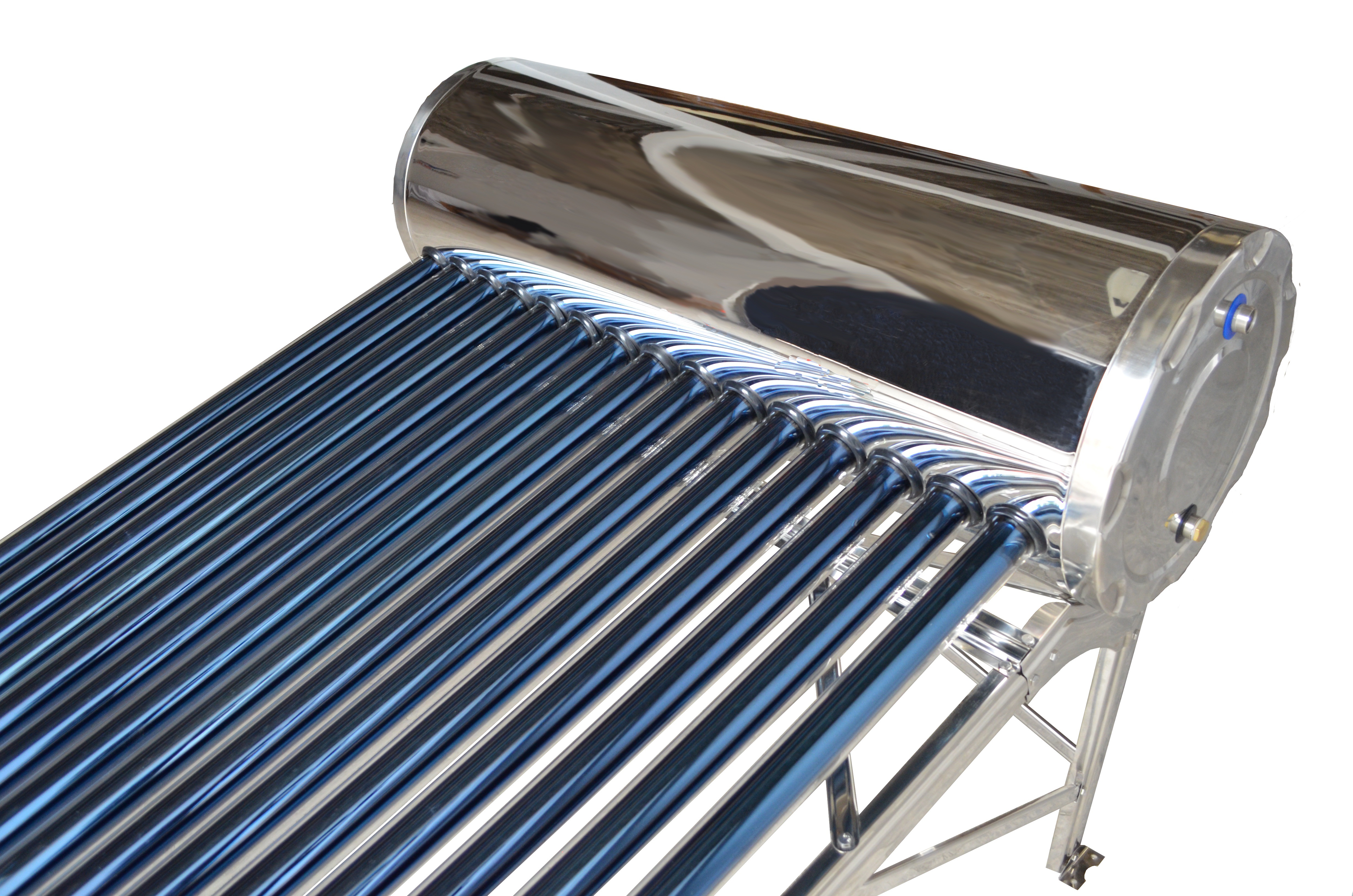Evacuated-tube solar water heater with stainless-steel storage tank